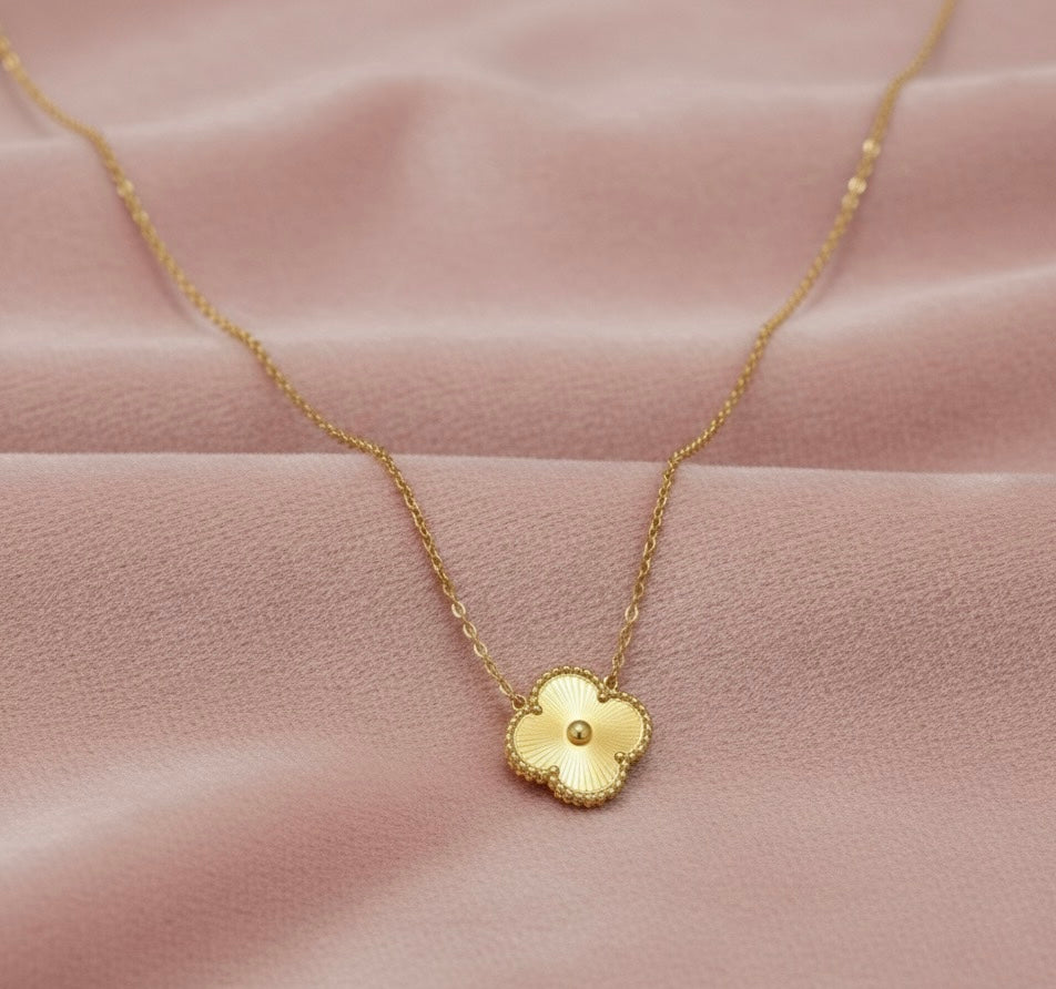 Gold Clover Pendant Necklace -18K Gold Plated