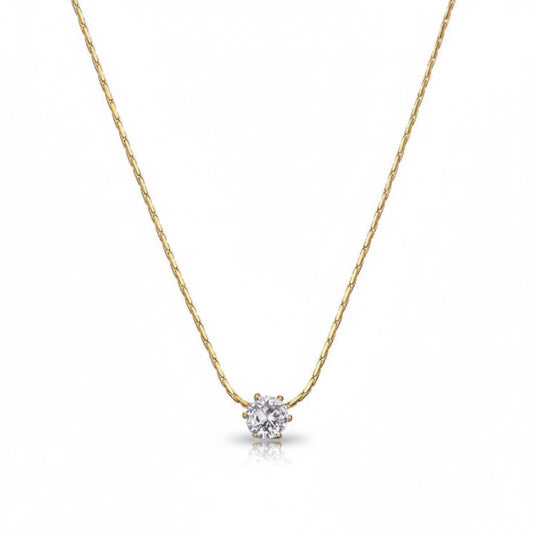 Minimal Stone Necklace -18K Gold Plated