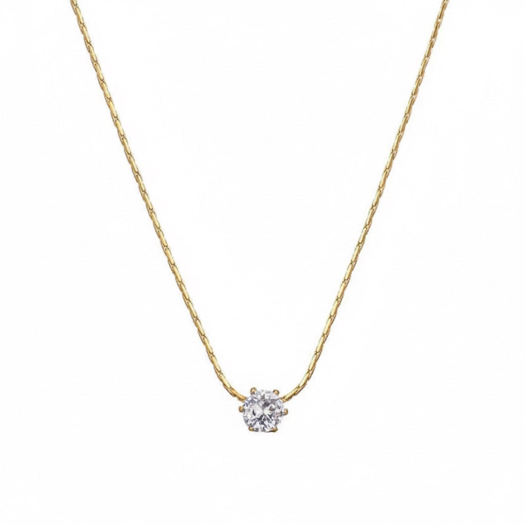 Minimal Stone Necklace -18K Gold Plated