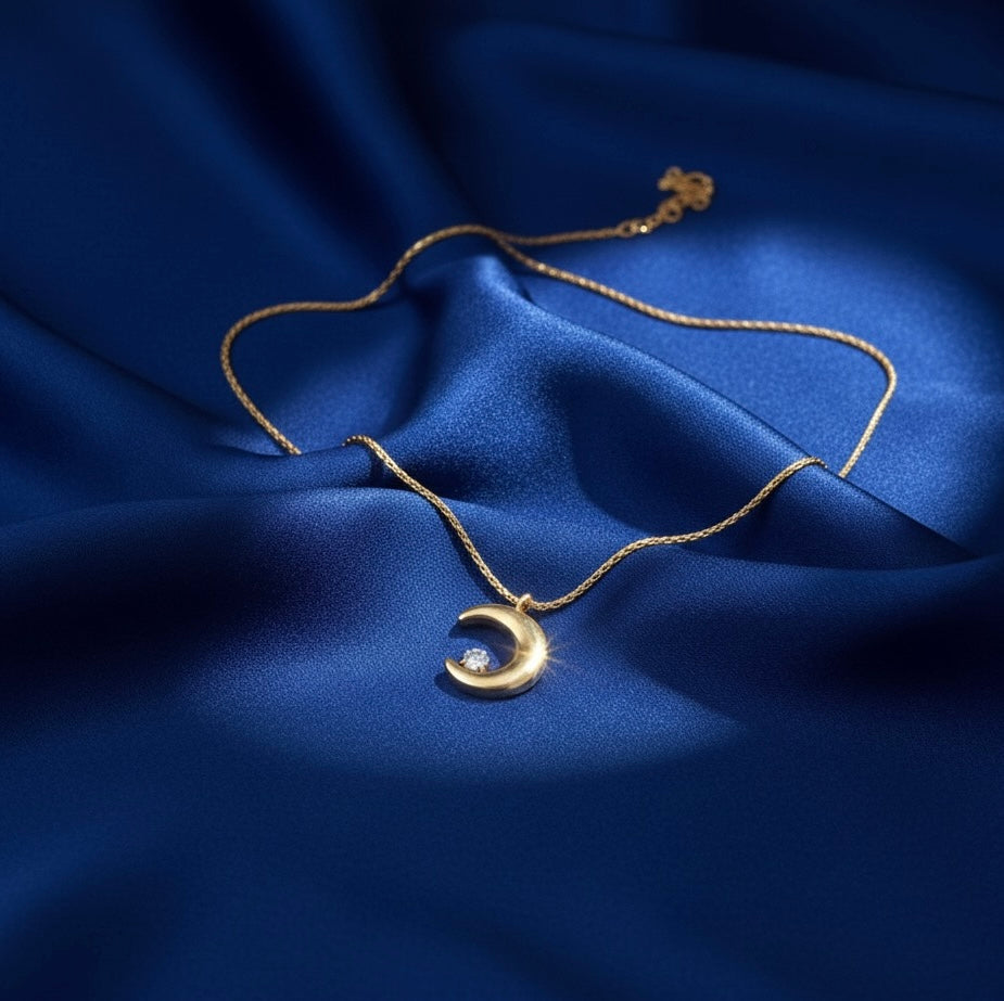 Moonlit Diamond Necklace -18K Gold Plated