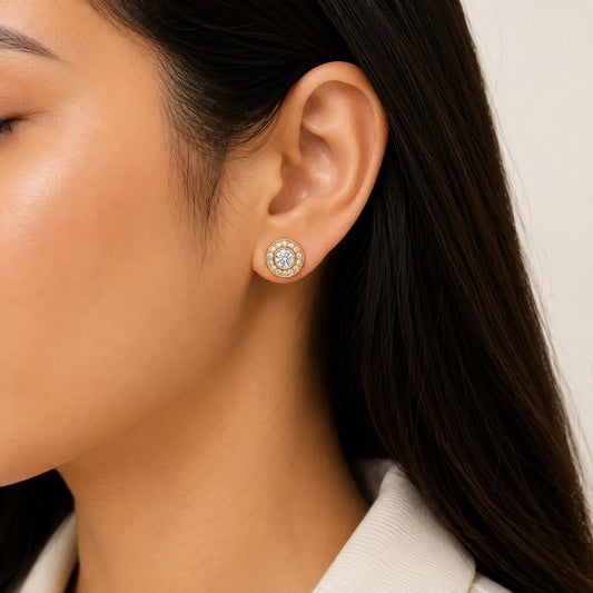 Diamond Halo Stud Earrings