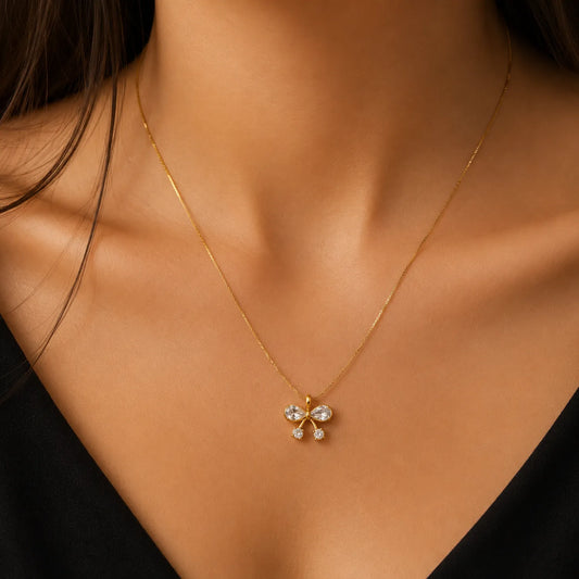 Diamond Bow Pendant Necklace