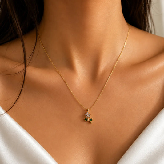 Emerald Blossom Pendant Necklace
