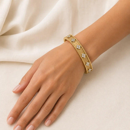 Flora Bloom Gold Bangle- 18K Gold Plated