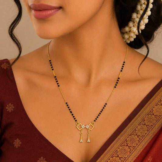 Elegant Bow Charm Mangalsutra-18K Gold Plated