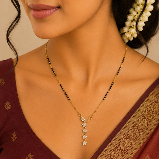 Star Drop Diamond Mangalsutra-18K Gold Plated
