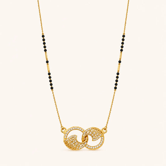 Romantic Swan Diamond Mangalsutra-18K Gold Plated
