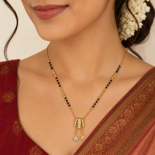 Star Baby foot Charm Drop Mangalsutra-18K Gold Plated