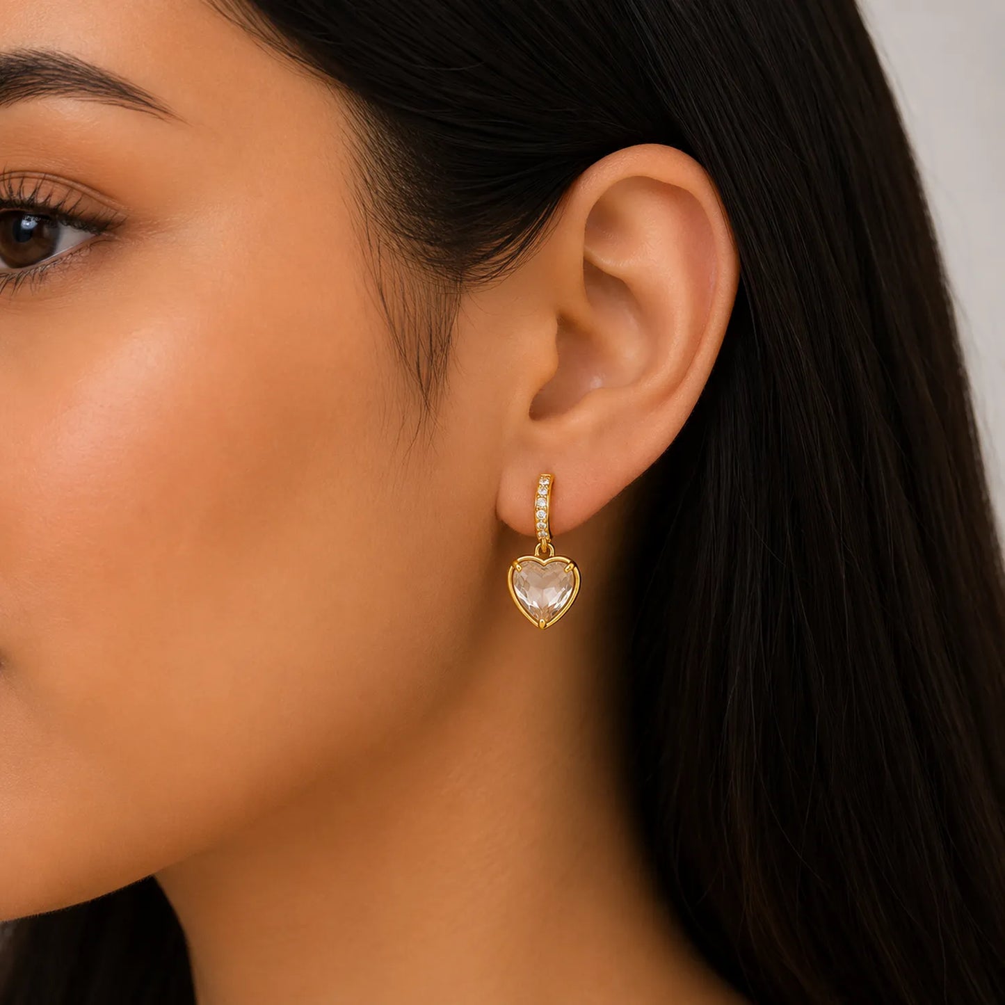 Romantic Heart Drop Earrings-18K Gold Plated