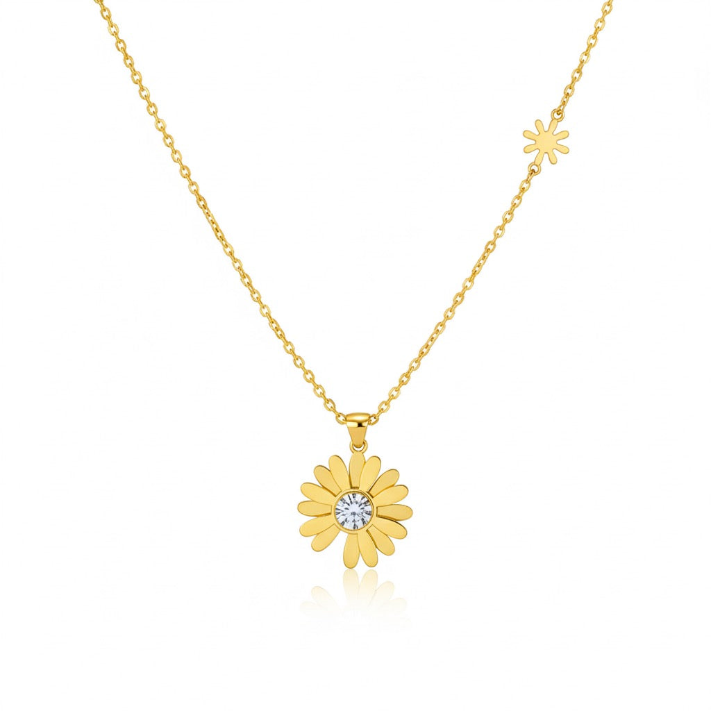 Daisy Dewdrop Necklace -18K Gold Plated