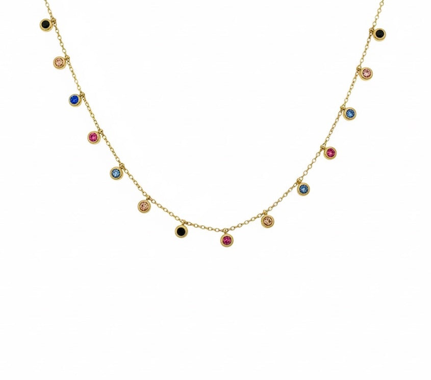 Multi-Stone Dainty Necklace -18K Gold Plated