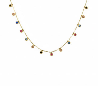 Multi-Stone Dainty Necklace -18K Gold Plated