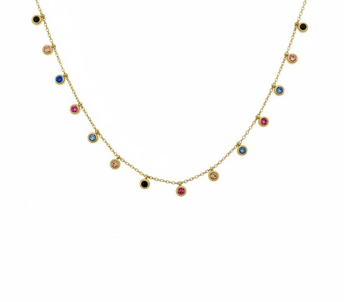 Multi-Stone Dainty Necklace -18K Gold Plated
