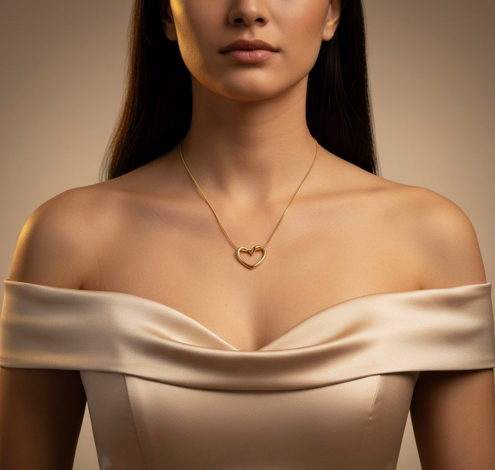 Tied Heart Pendant Necklace -18K Gold Plated