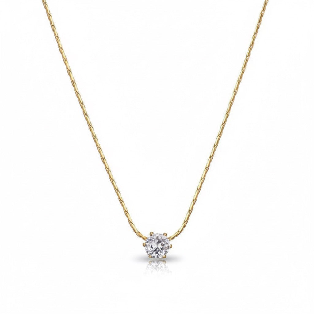 Minimal Stone Necklace -18K Gold Plated