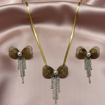 Bow choker earring set