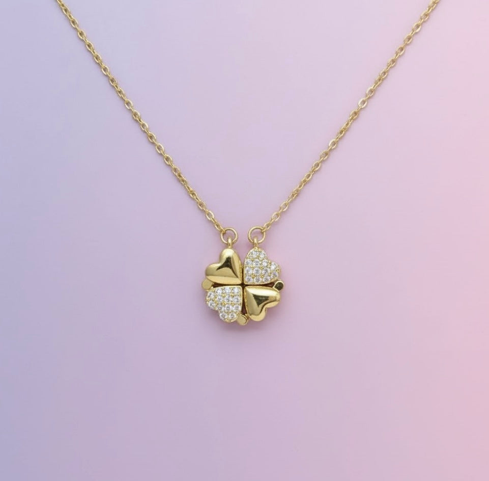 lucky clover heart necklace