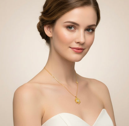 Daisy Dewdrop Necklace -18K Gold Plated