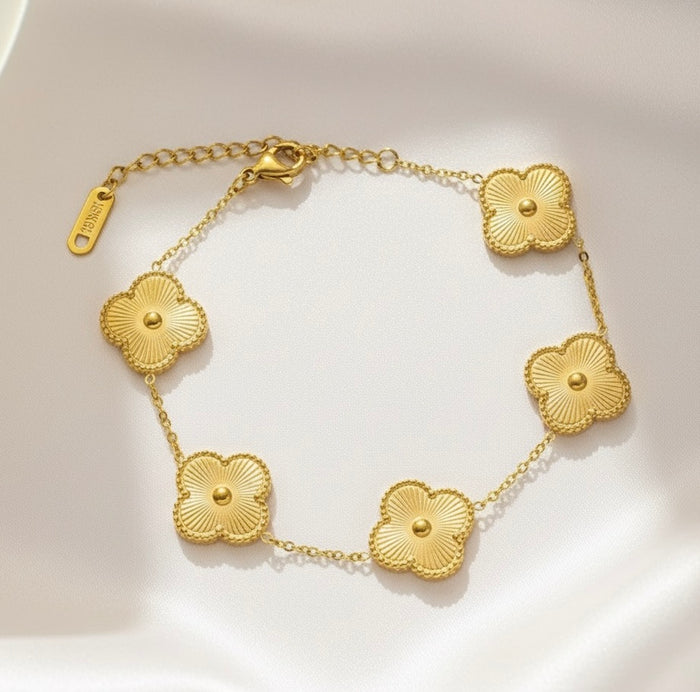 Vintage Gold Clover Bracelet -18K Gold Plated