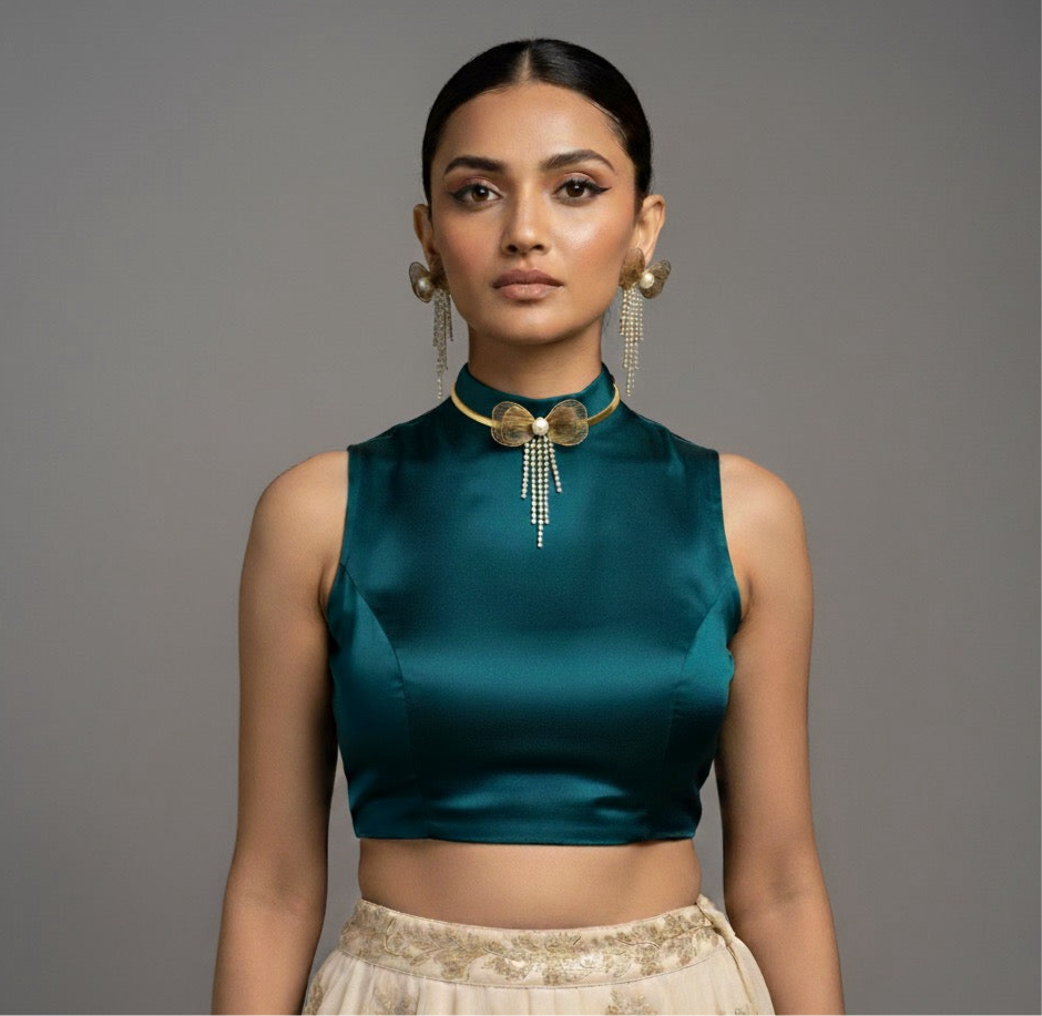 Bow choker earring set -18K Gold Plated