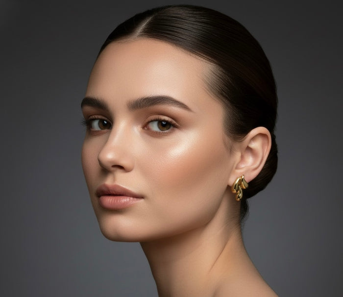 Petal Cluster Stud Earrings -18K Gold Plated