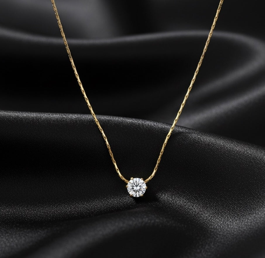 Minimal Stone Necklace -18K Gold Plated