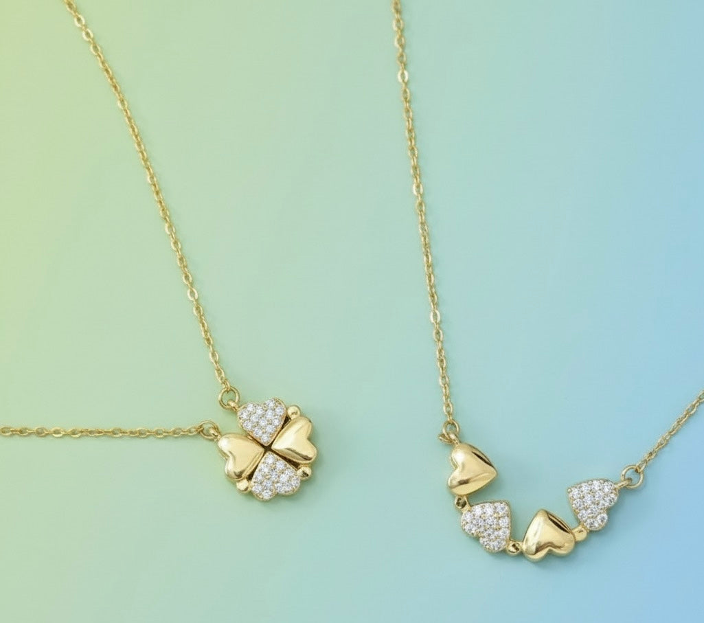 lucky clover heart necklace