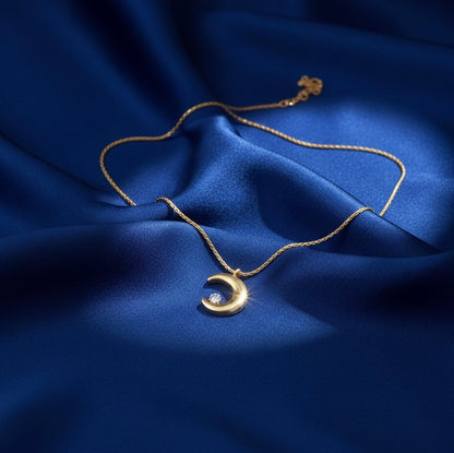 Moonlit Diamond Necklace -18K Gold Plated