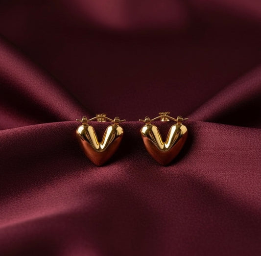 Classic heart anti tarnish hoops