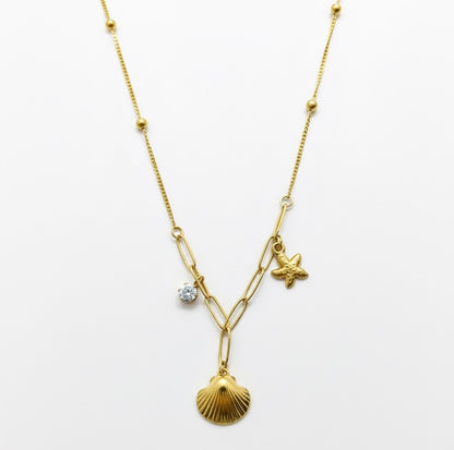 Seashell Charm Necklace -18K Gold Plated
