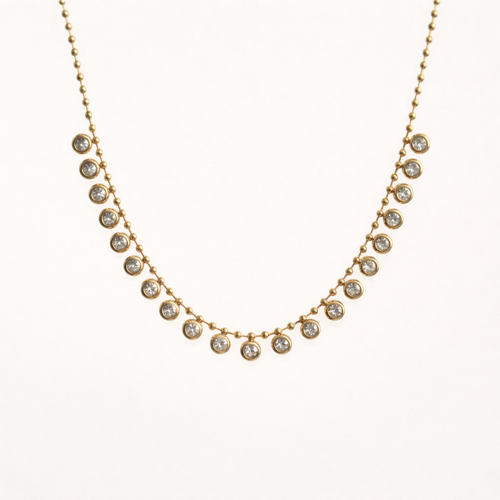 Celeste Drop Diamond Necklace -18K Gold Plated