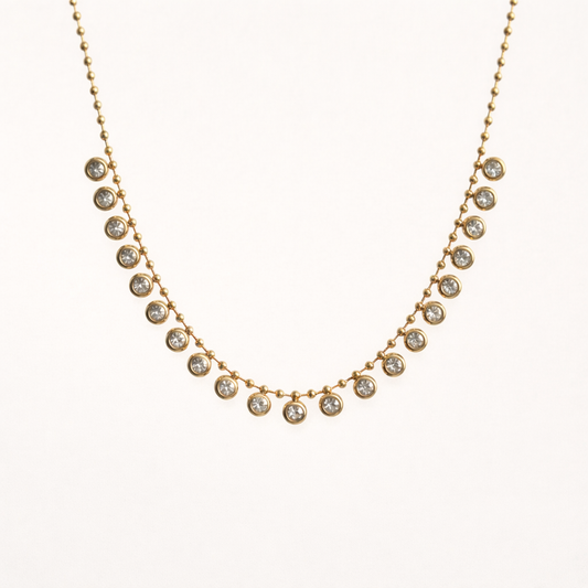 Celeste Drop Diamond Necklace -18K Gold Plated