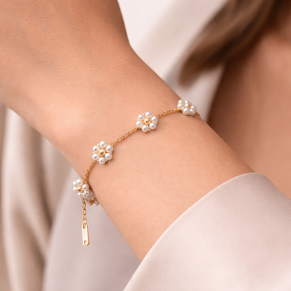 Daisy Floral Chain Bracelet -18K Gold Plated