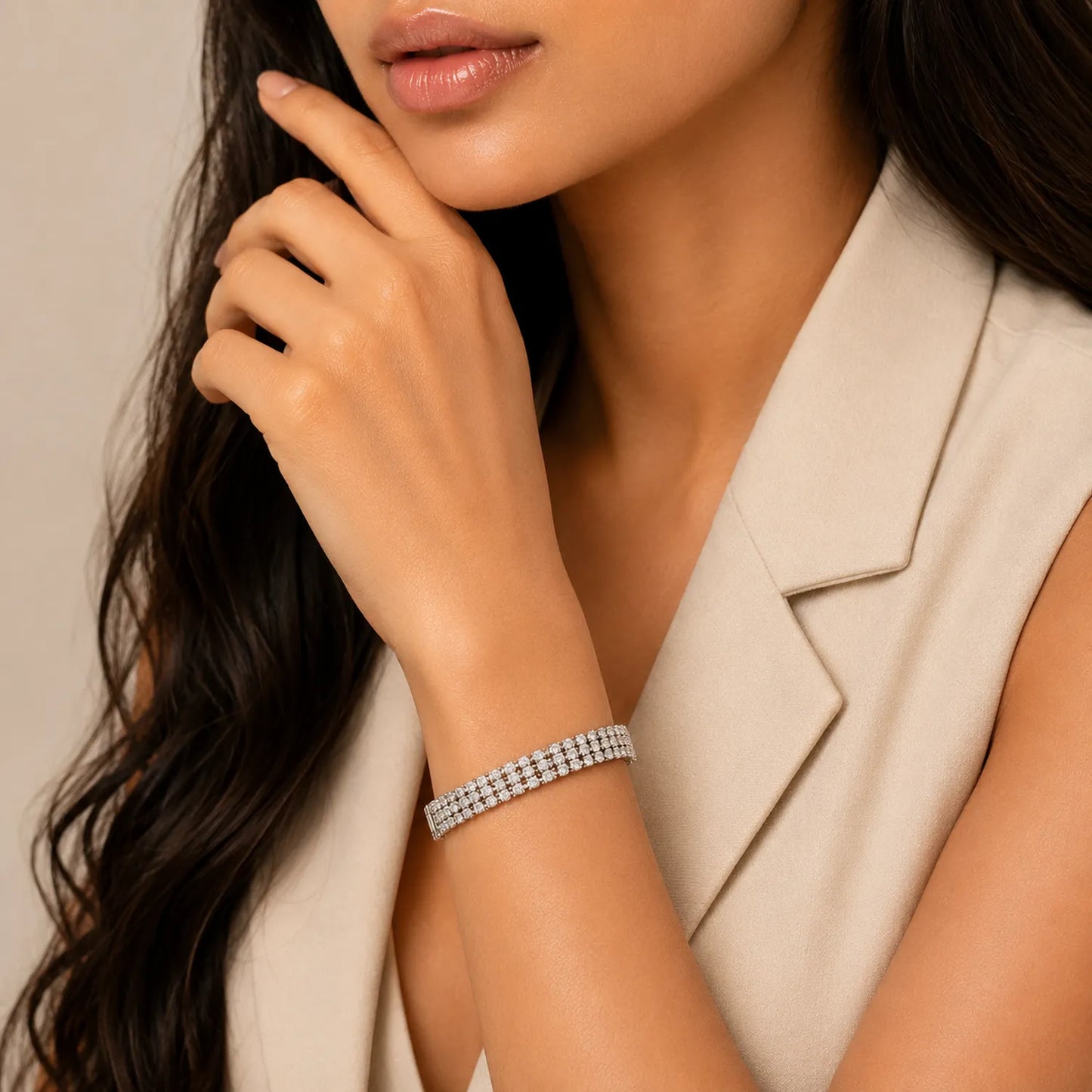 Starlight Silver Triple Tennis Bracelet