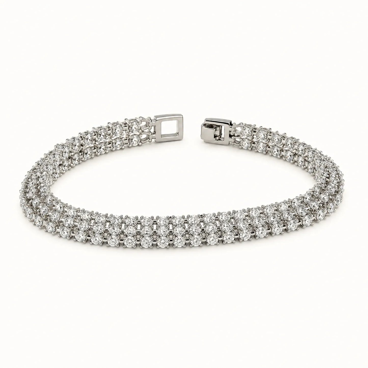 Starlight Silver Triple Tennis Bracelet