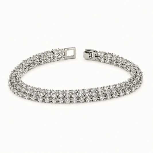 Starlight Silver Triple Tennis Bracelet