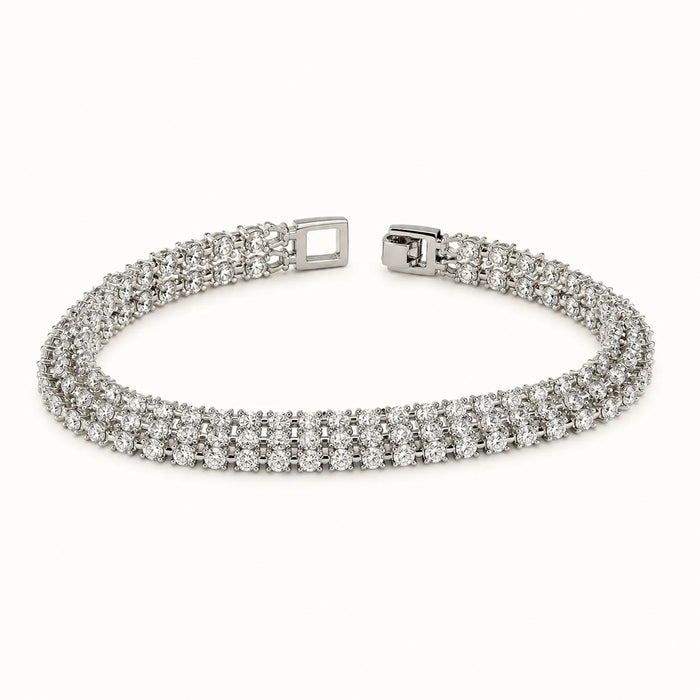 Starlight Silver Triple Tennis Bracelet