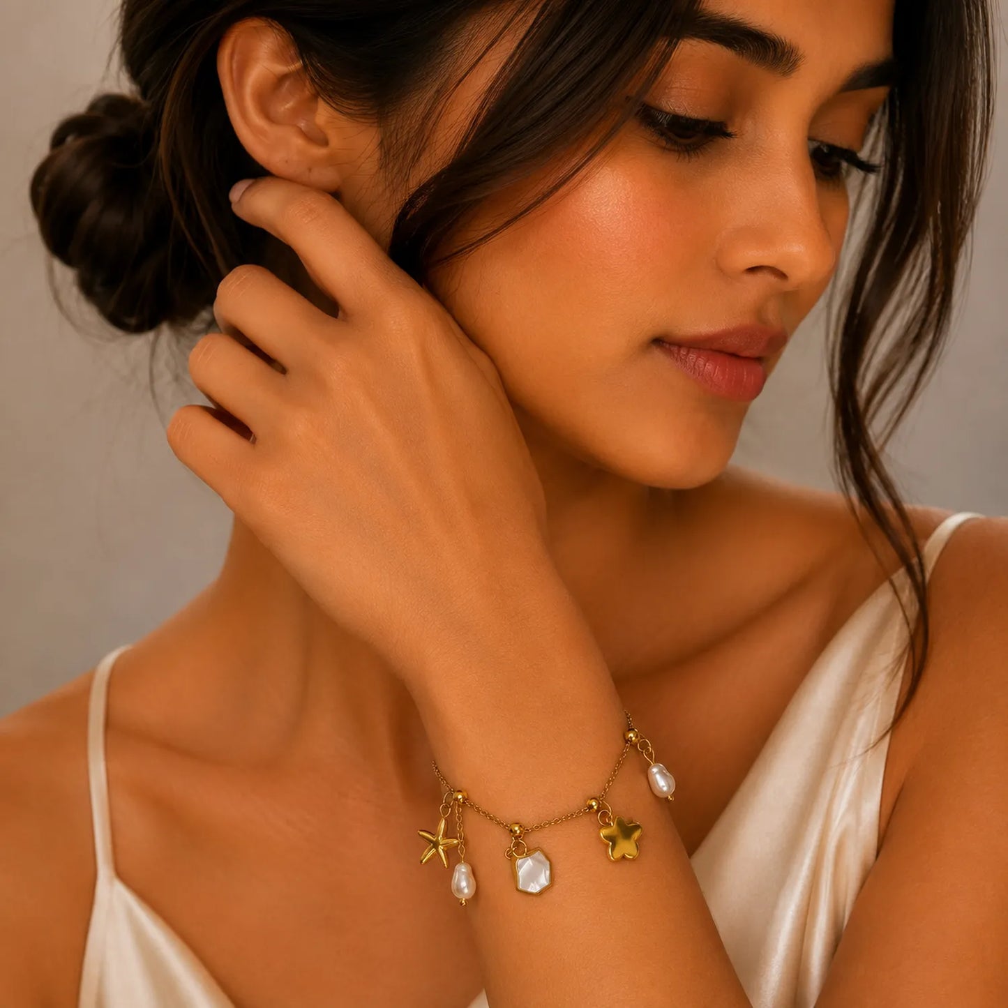 Luna Pearl Charm Bracelet