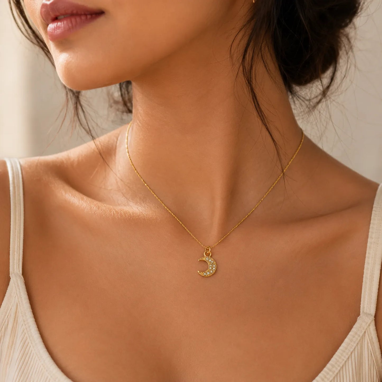Celestial Crescent Moon Necklace | 18K Gold Plated