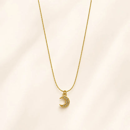 Celestial Crescent Moon Necklace | 18K Gold Plated