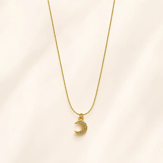 Celestial Crescent Moon Necklace | 18K Gold Plated
