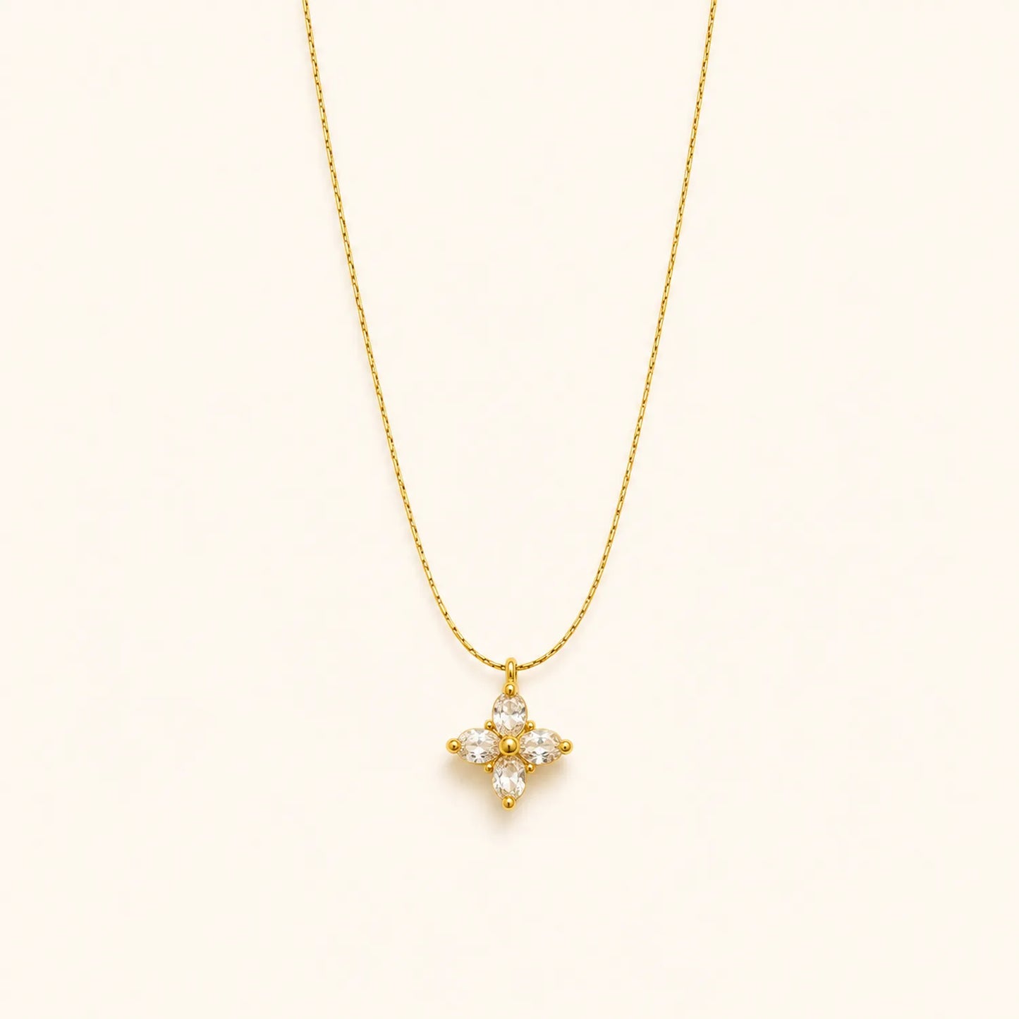 Crystal Clover Pendant Necklace | 18K Gold Plated