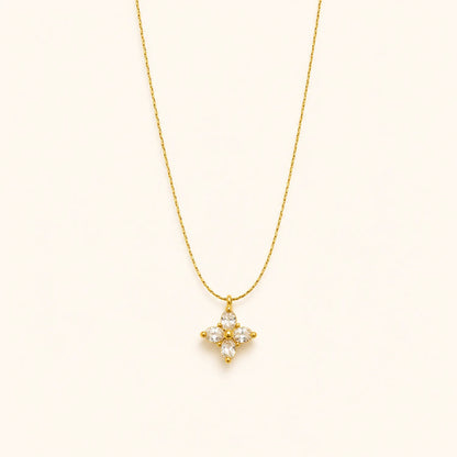 Crystal Clover Pendant Necklace | 18K Gold Plated