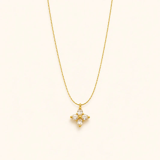 Crystal Clover Pendant Necklace | 18K Gold Plated
