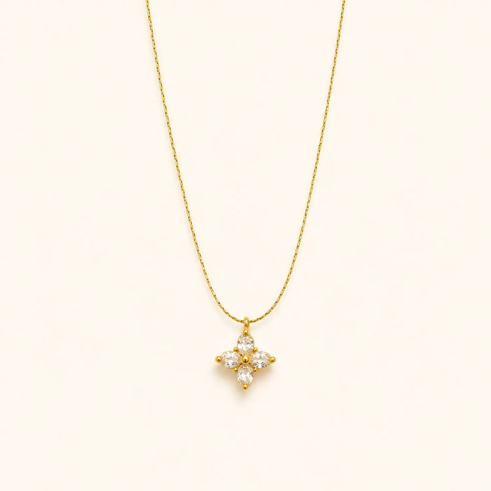 Crystal Clover Pendant Necklace | 18K Gold Plated