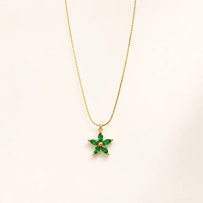 Emerald Star Pendant Necklace | 18K Gold Plated