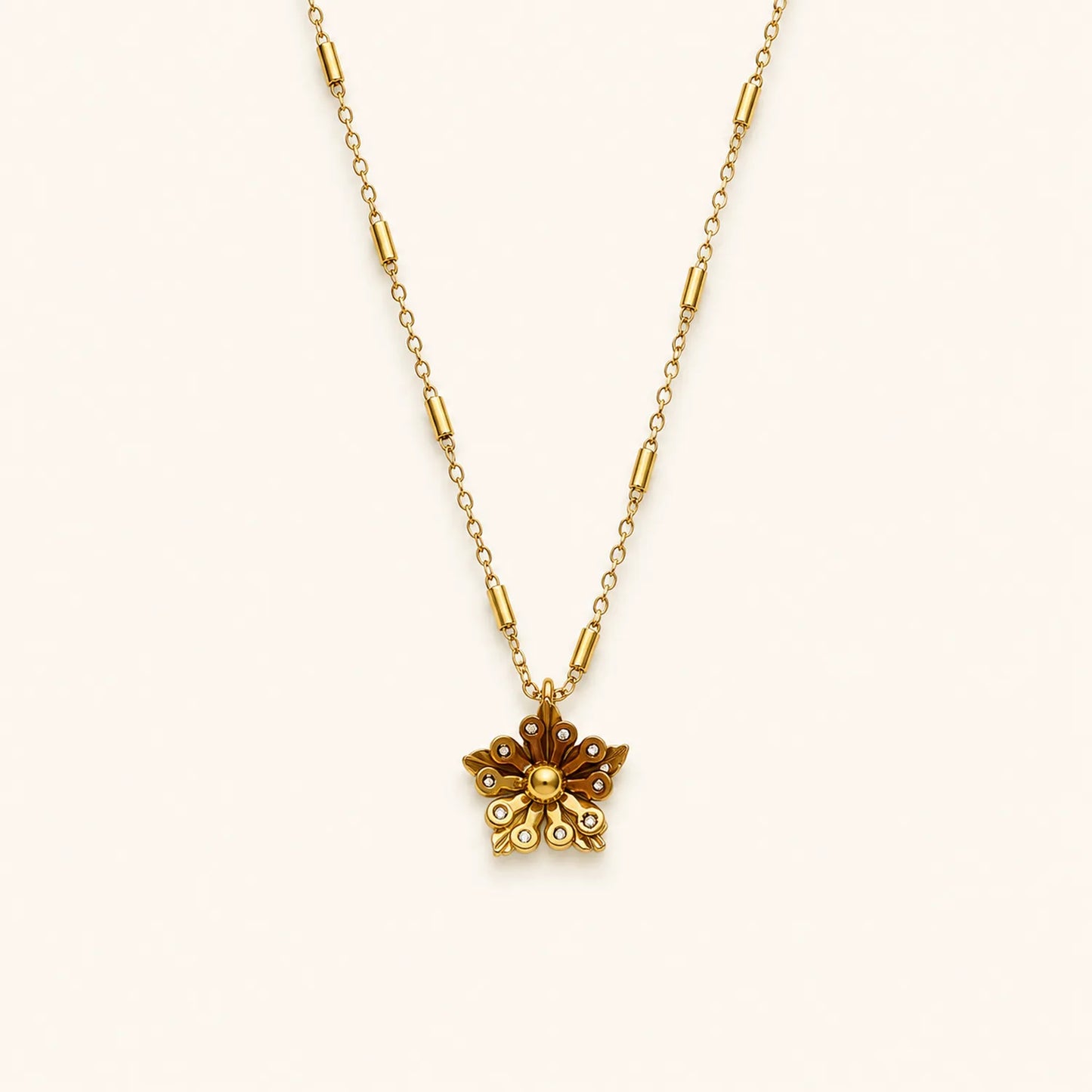 Vintage Minimal Floral Charm Necklace