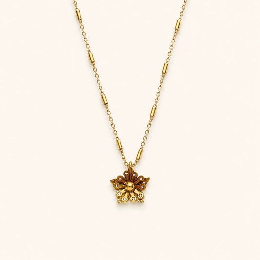 Vintage Minimal Floral Charm Necklace