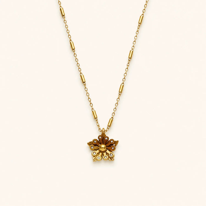 Vintage Minimal Floral Charm Necklace