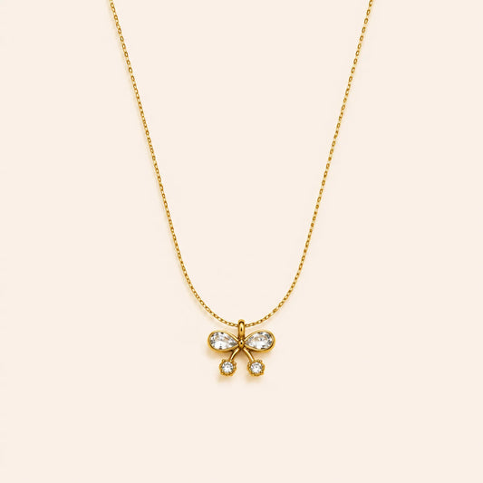 Diamond Bow Pendant Necklace